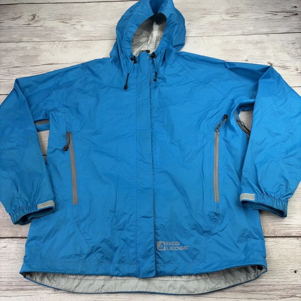 Red Ledge Men's S Blue Windbreaker Rain Jacket Hooded Waterproof Gorpcore Vented